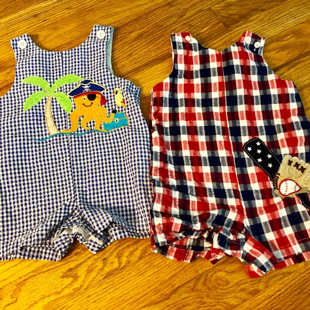 9 months boys Seersucker Smocked